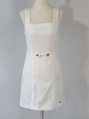 Hurley White Tracy Overall Style  Mini Dress w/ Pockets Juniors Size XSmall